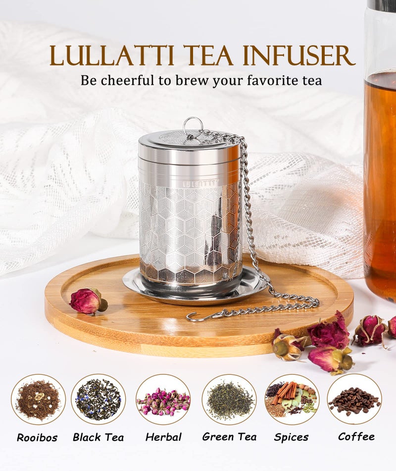 LULLATTI مصفاة شاي كبيرة من LULLATTI للشاي الفضفاض (عبوة من قطعتين) مصفاة كرة شاي من الفولاذ المقاوم للصدأ 304 مصفاة شاي شبكية دقيقة للغاية لتخمير جميع أنواع الشاي تناسب معظم أكواب إبريق الشاي أو الأكواب - Image 5